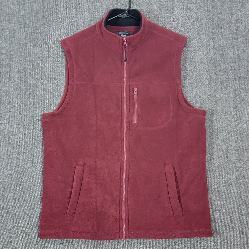 GH Bass & Co Fleece Vest Mens Medium Maroon Full Zip NEW